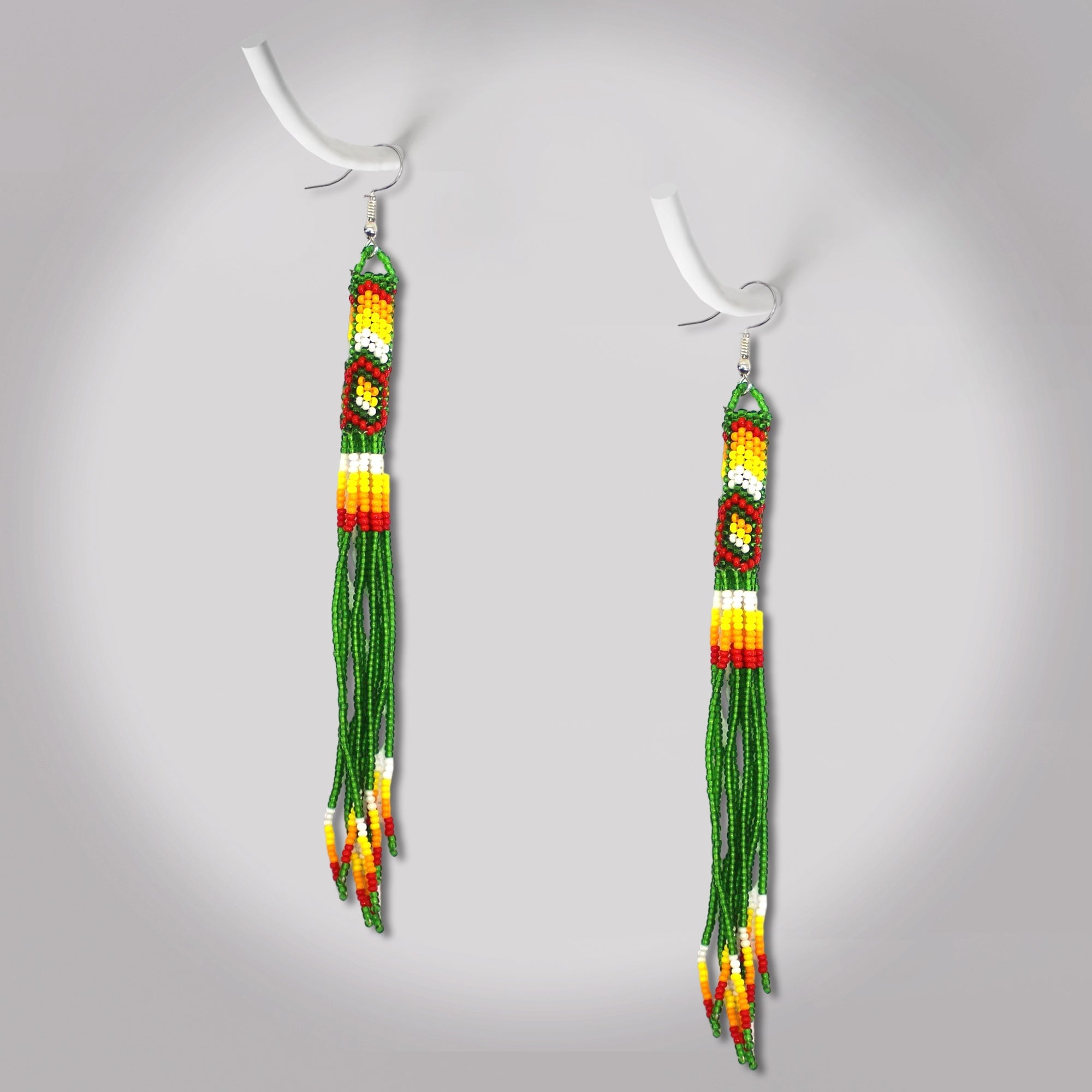SALE 50 OFF Green Extra Long Beaded Handmade Earrings For Women Native Heritage Store