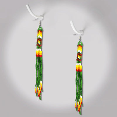 SALE 50% OFF - Green Extra Long Beaded Handmade Earrings For Women