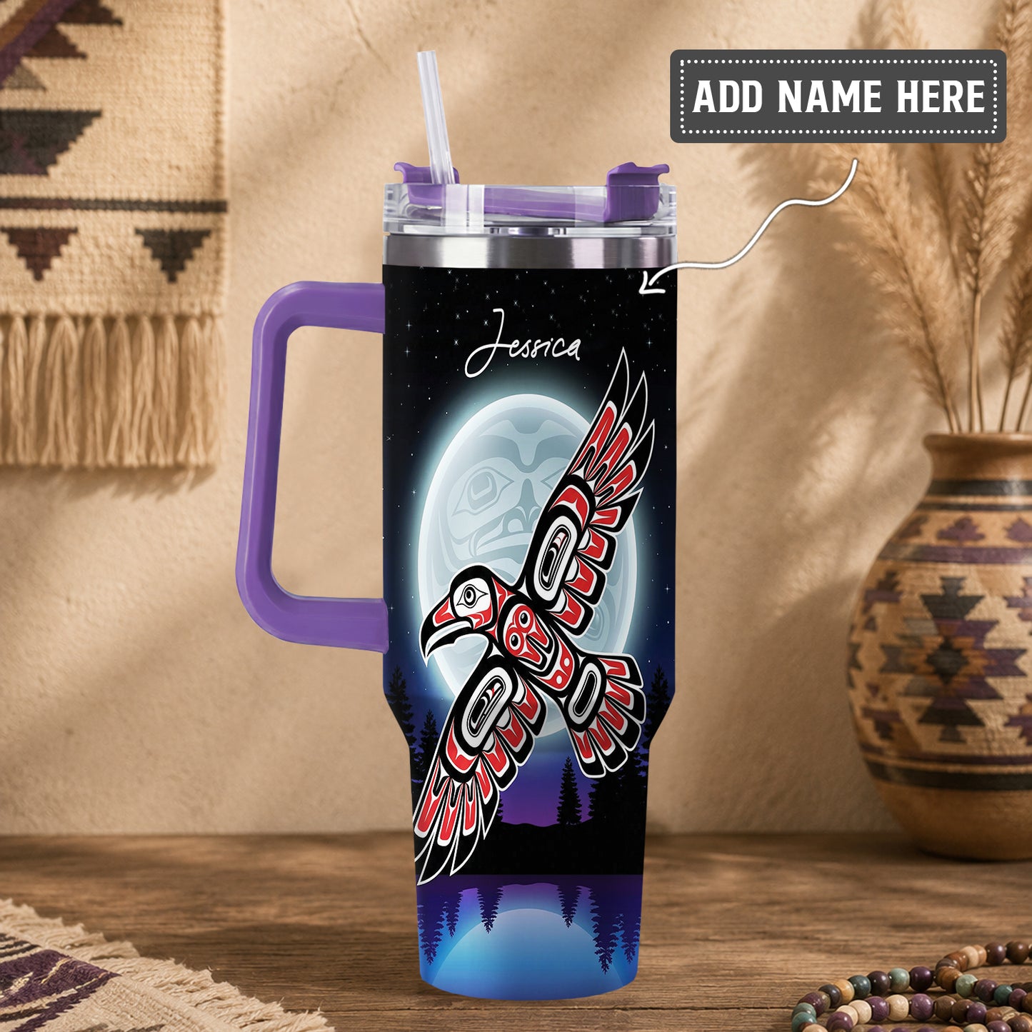Raven Cosmic Spirit Personalized Tumbler