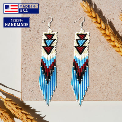 SALE 50% OFF -  Long Beaded Handmade Hook Earrings For Women