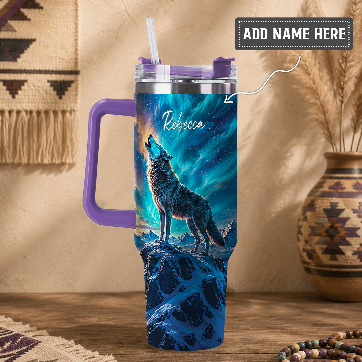 Celestial Wolf Howl Personalized Tumbler