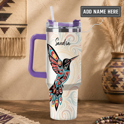 Crimson Hummingbird Grace Personalized Tumbler