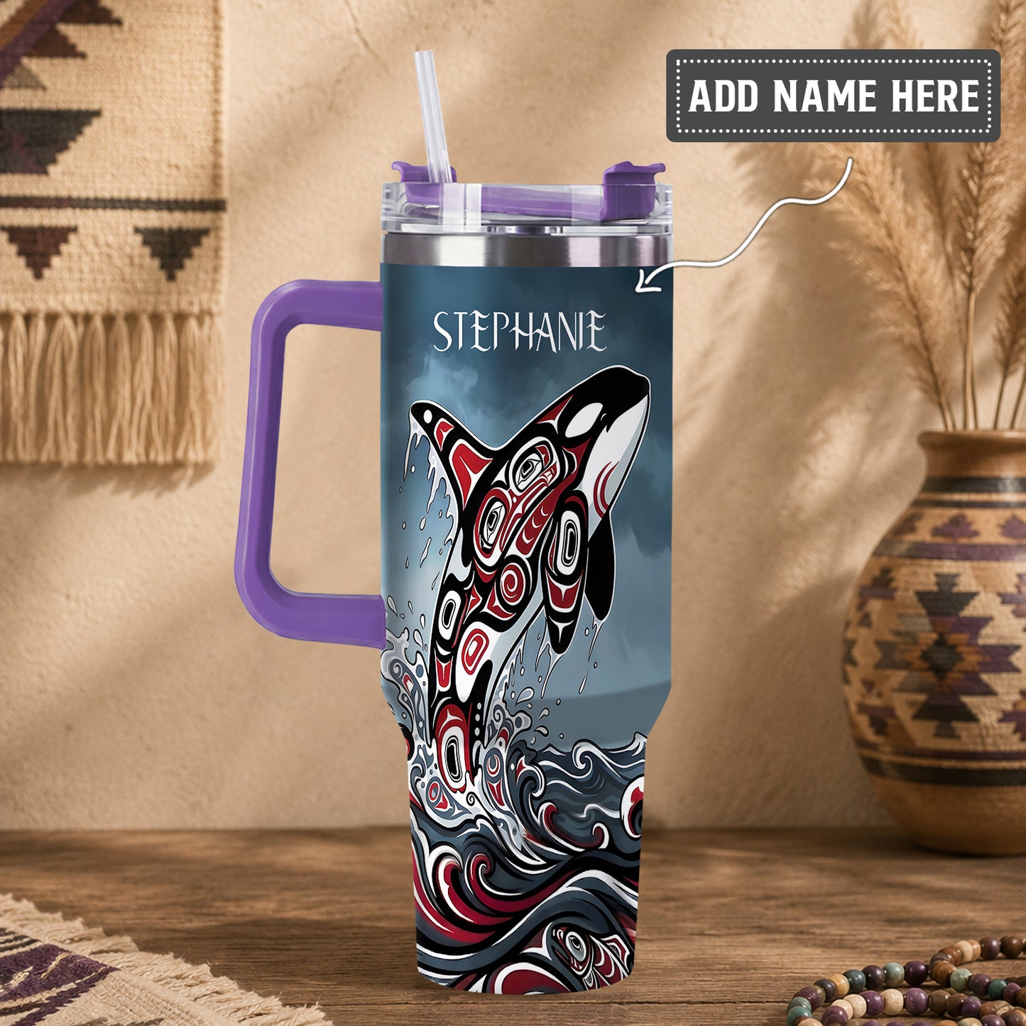 Crimson Orca Rising Personalized Tumbler