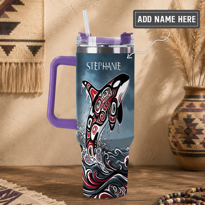 Crimson Orca Rising Personalized Tumbler