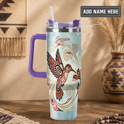 Crimson Hummingbird Elegance Personalized Tumbler
