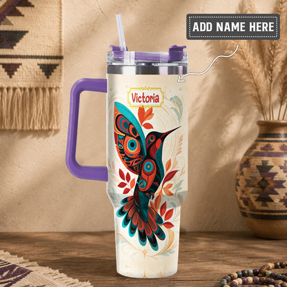 Hummingbird Ember Bloom Personalized Tumbler