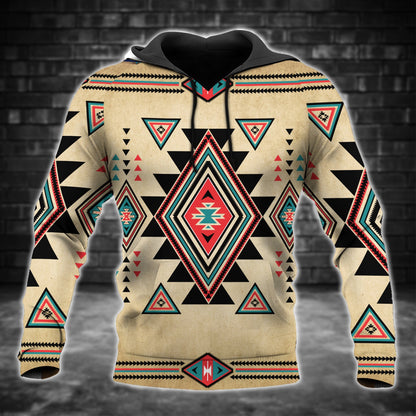Native Geometric Print Hoodie – Desert Tones & Tribal Vibes