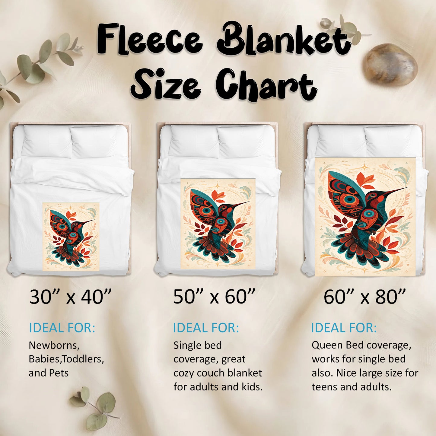 Hummingbird Ember Bloom Personalized Premium Blanket