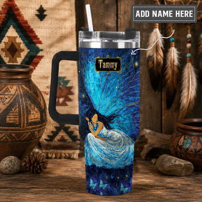 Azure Butterfly Woman Personalized Tumbler