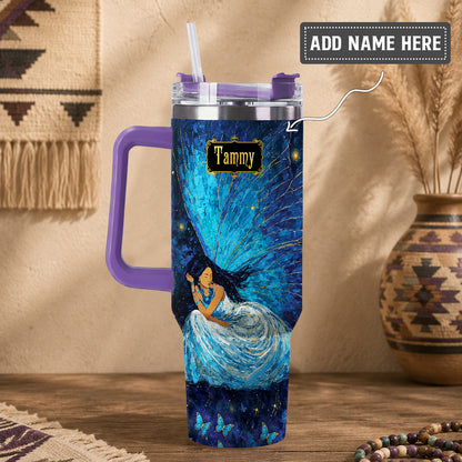 Azure Butterfly Woman Personalized Tumbler