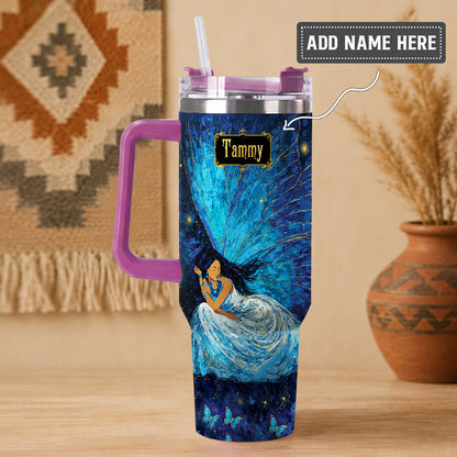 Azure Butterfly Woman Personalized Tumbler