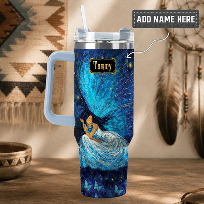 Azure Butterfly Woman Personalized Tumbler