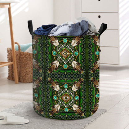 Native Green Pattern Laundry Basket WCS