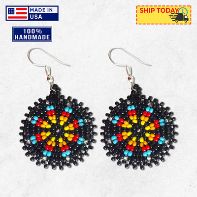 SALE 50% OFF - Cute Round Black Beaded Handmade Earrings For Women