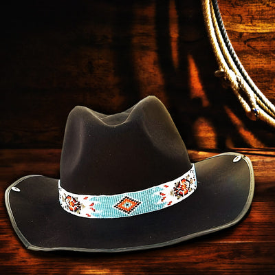 SALE 50% OFF - Turquoise Blue Turtle Beaded Cowboy Hat Band Waist Belt IBL