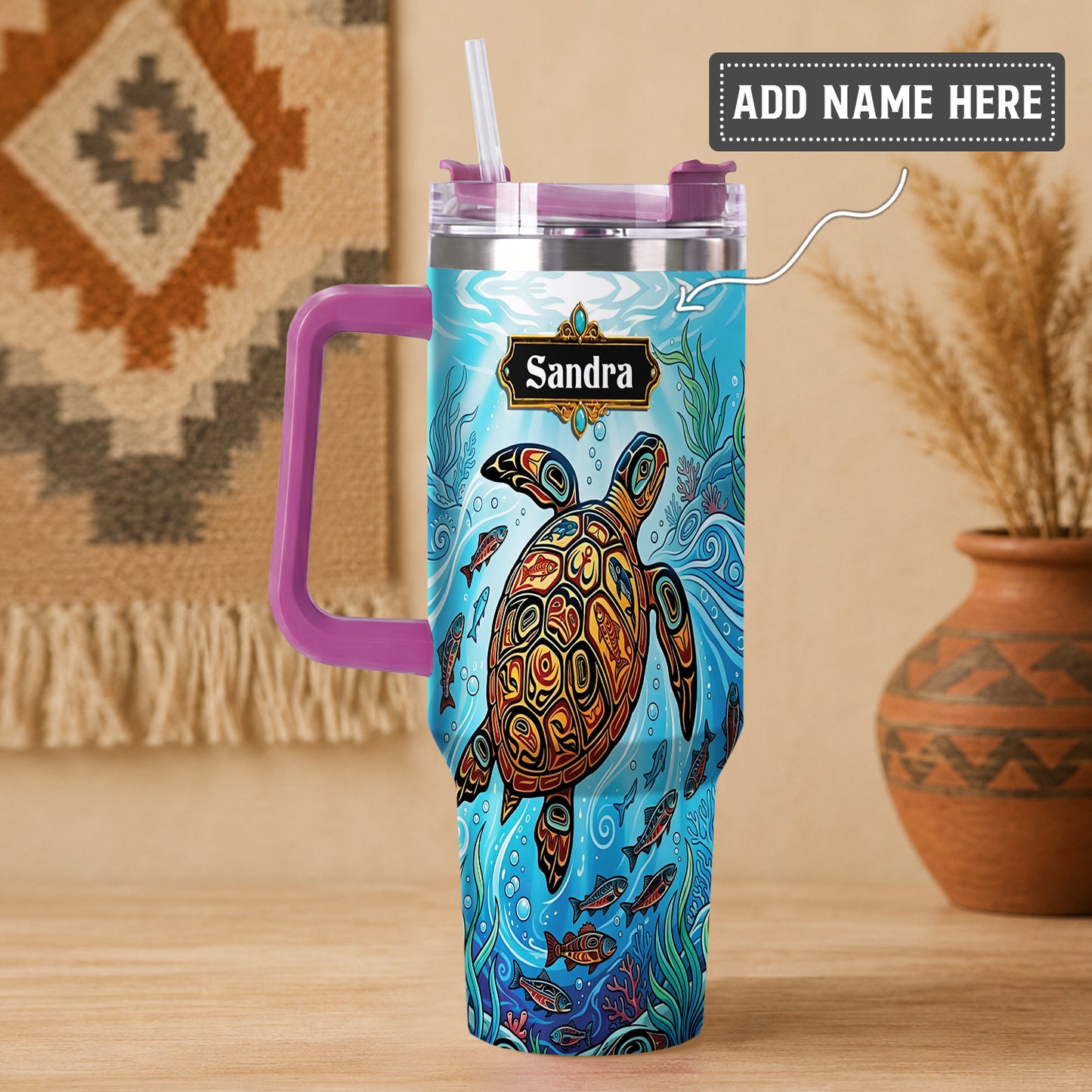 Sacred Turtle Ocean Personalized Tumbler