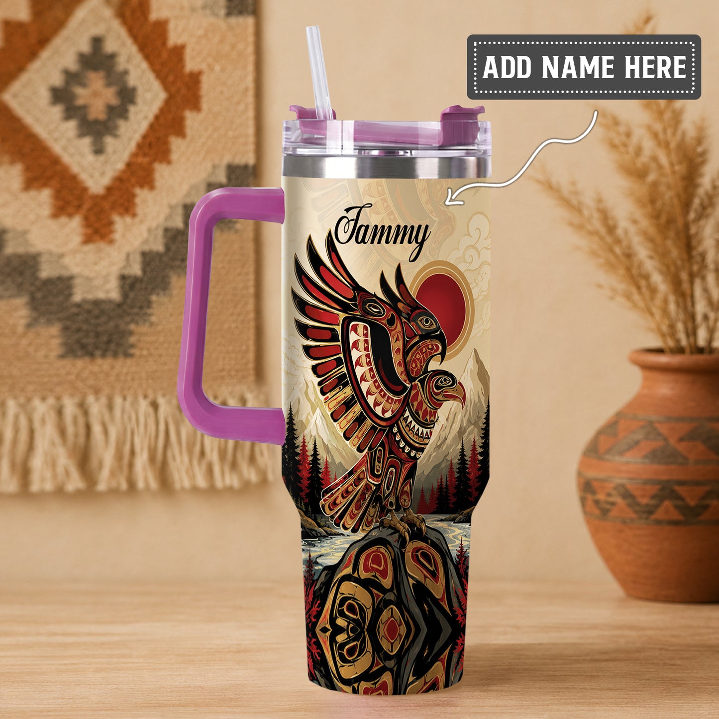 Twin Eagles of Dawn Personalized Tumbler