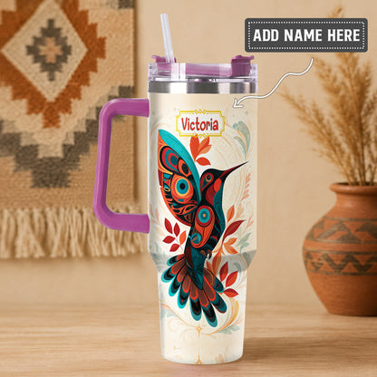 Hummingbird Ember Bloom Personalized Tumbler