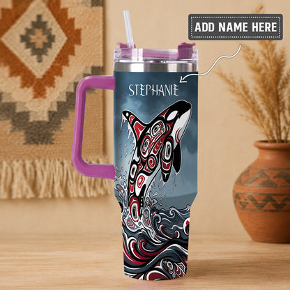 Crimson Orca Rising Personalized Tumbler