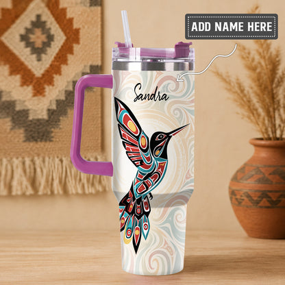 Crimson Hummingbird Grace Personalized Tumbler