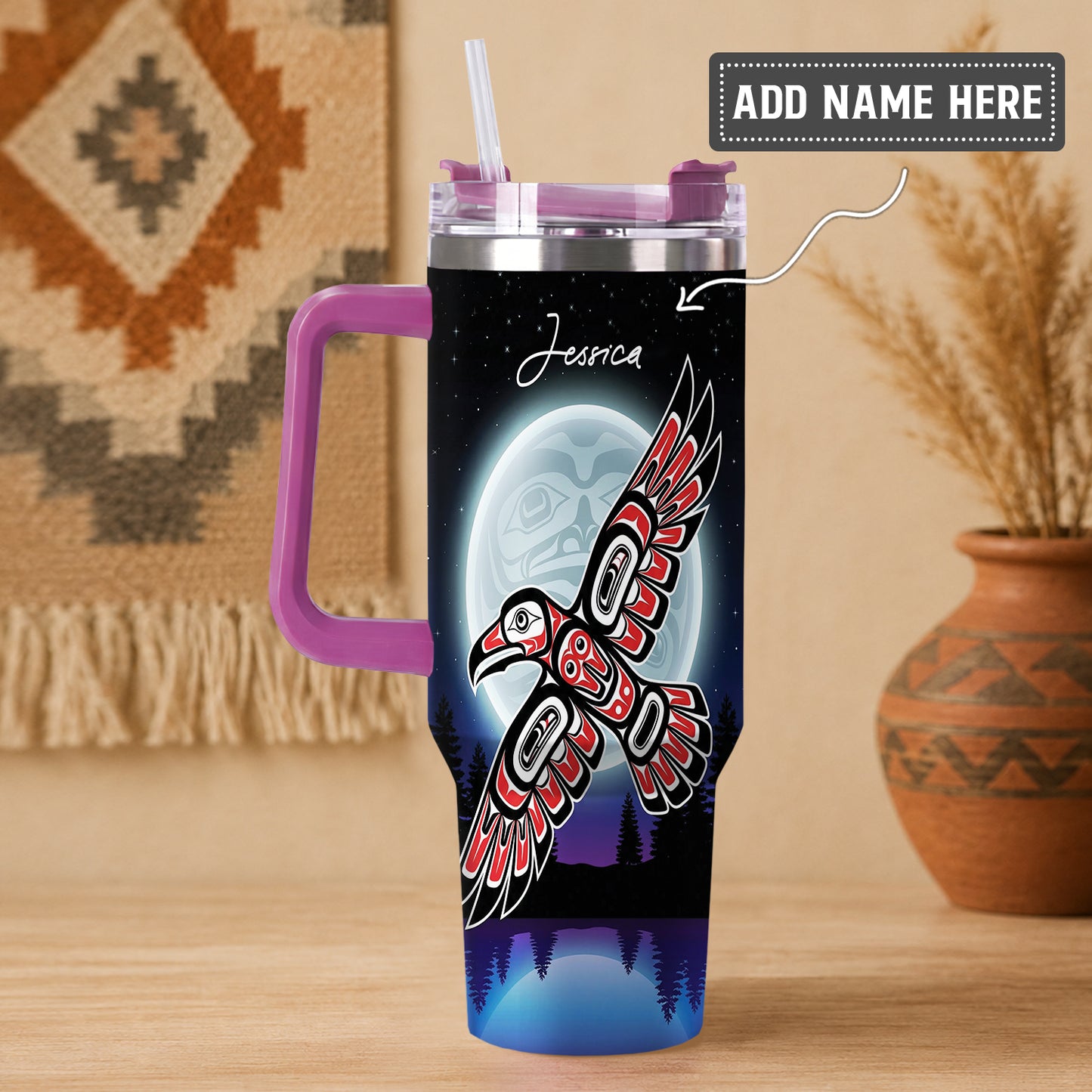 Raven Cosmic Spirit Personalized Tumbler