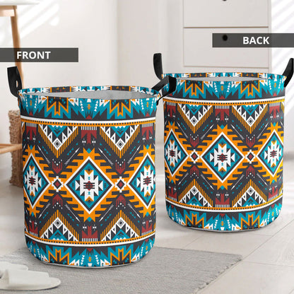 Yellow Aztec Geometric Laundry Basket WCS