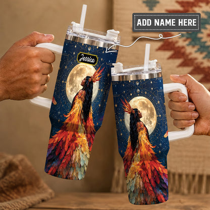 Moonlit Feather Grace Personalized Tumbler