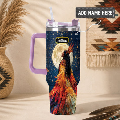 Moonlit Feather Grace Personalized Tumbler