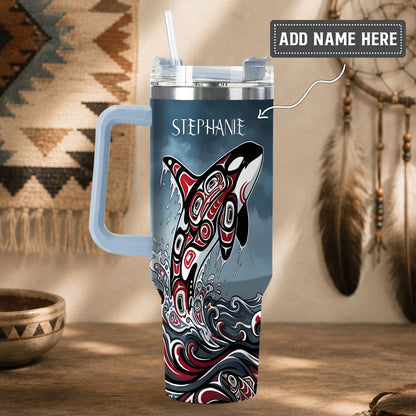 Crimson Orca Rising Personalized Tumbler