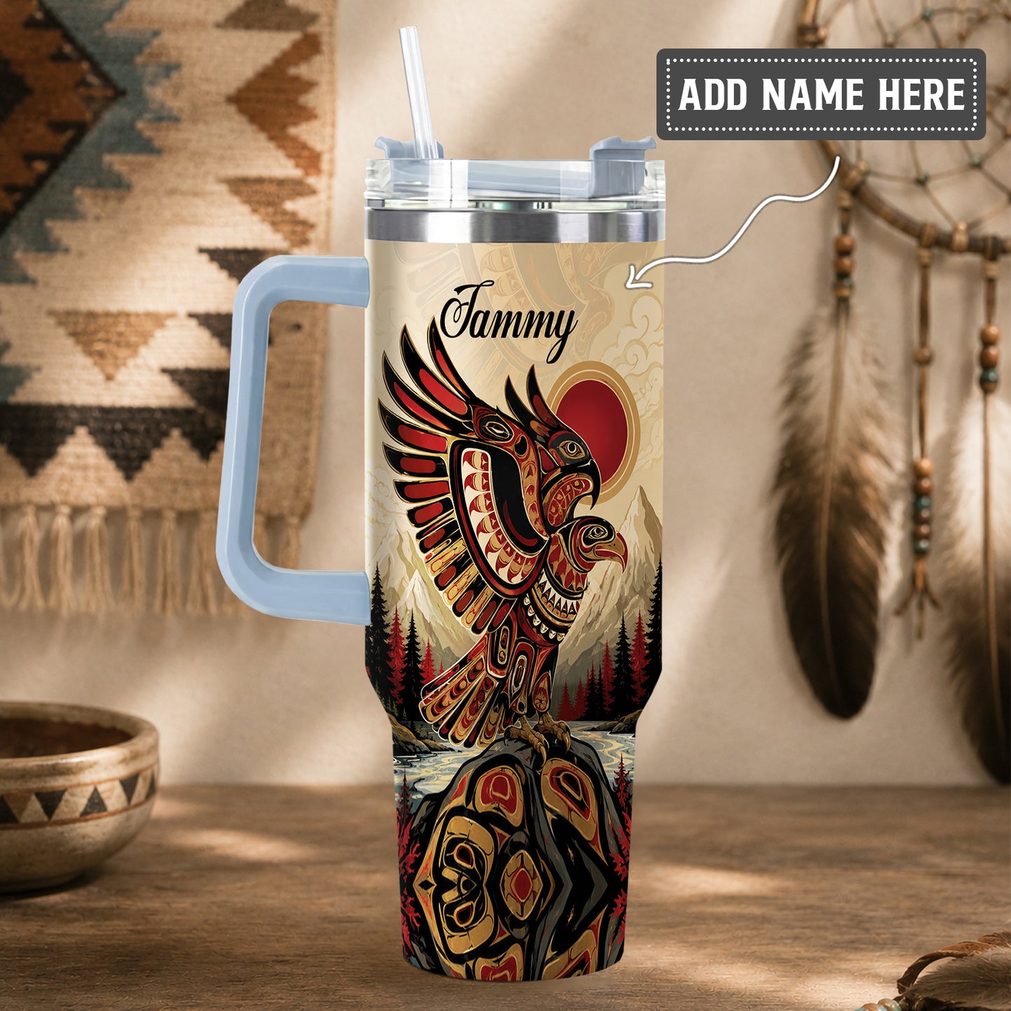 Twin Eagles of Dawn Personalized Tumbler