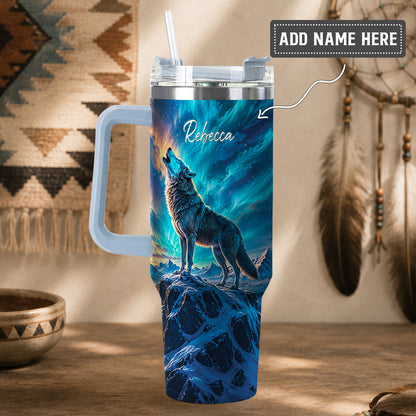Celestial Wolf Howl Personalized Tumbler