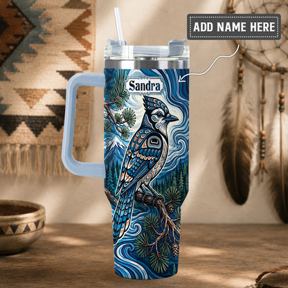 Blue Jay Forest Whispers Personalized Tumbler