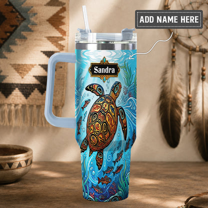 Sacred Turtle Ocean Personalized Tumbler