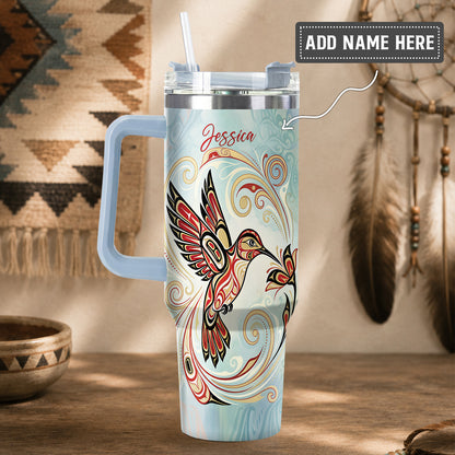 Crimson Hummingbird Elegance Personalized Tumbler