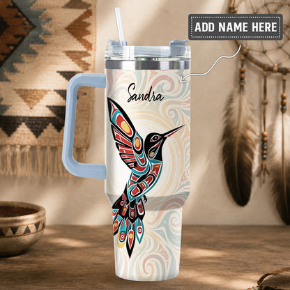 Crimson Hummingbird Grace Personalized Tumbler