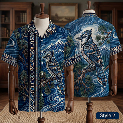 Native Raven Haida Pattern Hawaiian Shirt for Adults & Kids