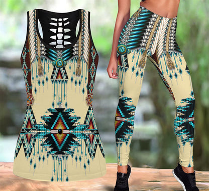 Turiquoise Native Indian Pattern Feather Tank Top & Legging Set 16 WCS