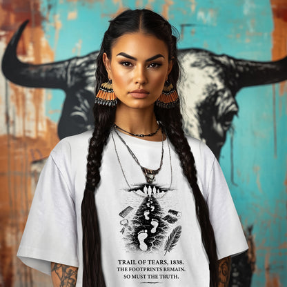 TRAIL OF TEARS, 1838. THE FOOTPRINTS REMAIN. SO MUST THE TRUTH.