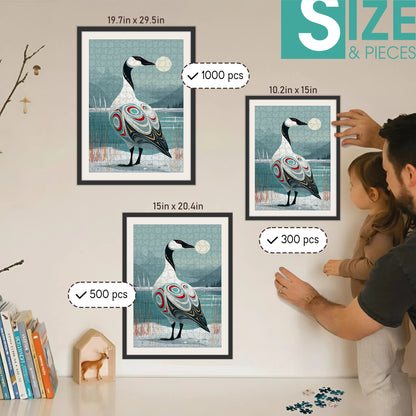 Snow Goose – Keeper of Returning Light – Wooden Jigsaw Puzzle (300 / 500 / 1000 Pieces)