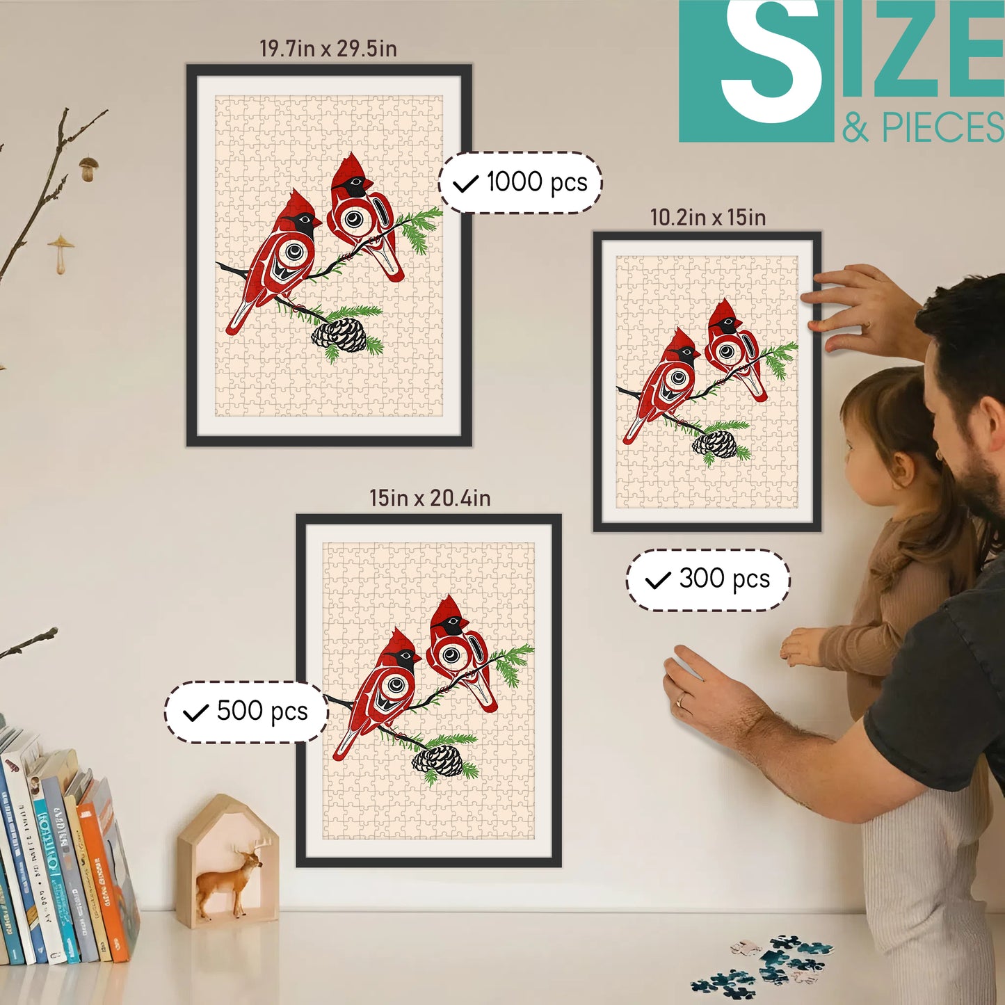 Cardinals – Wooden Jigsaw Puzzle (300 / 500 / 1000 Pieces)