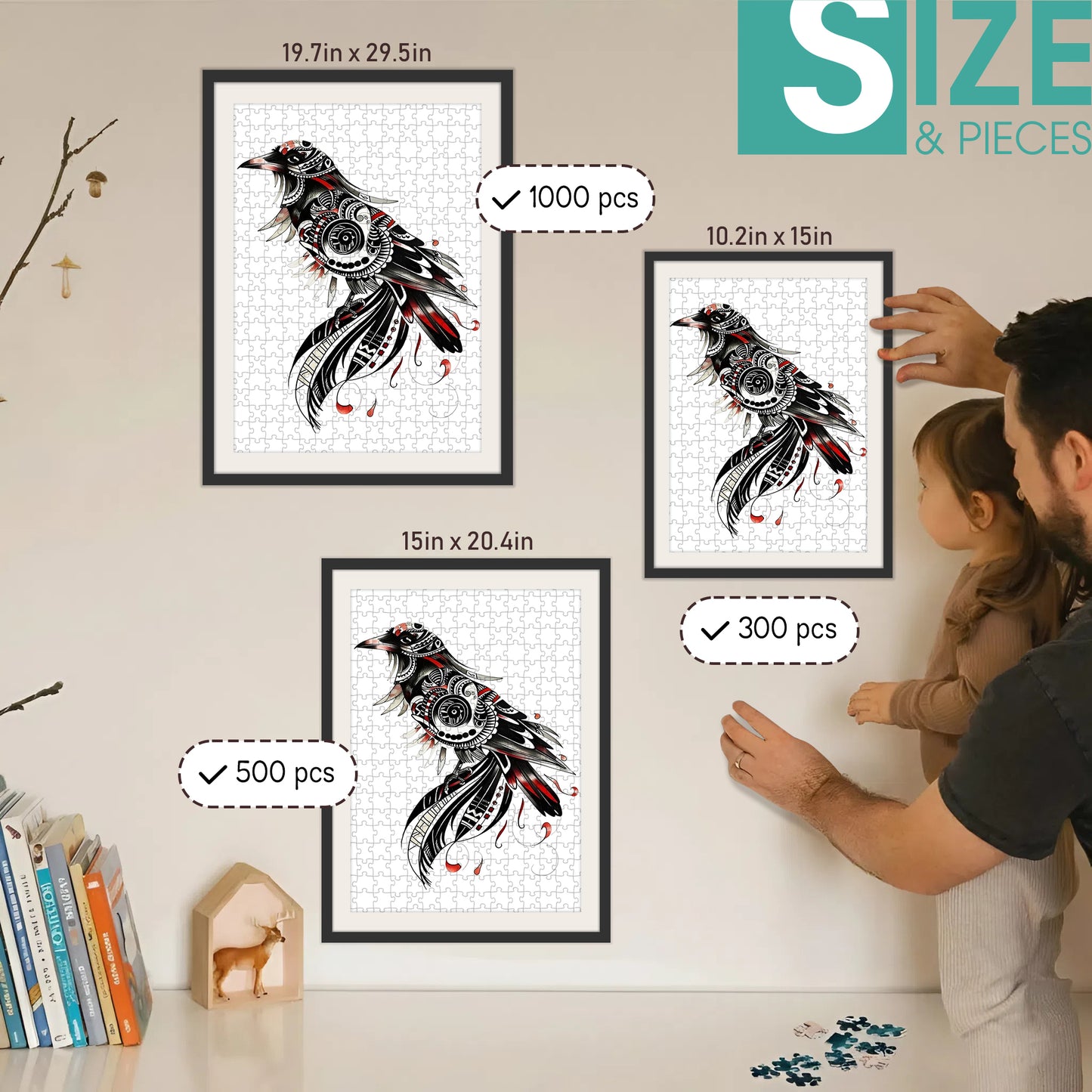 Raven 3 – Wooden Jigsaw Puzzle (300 / 500 / 1000 Pieces)