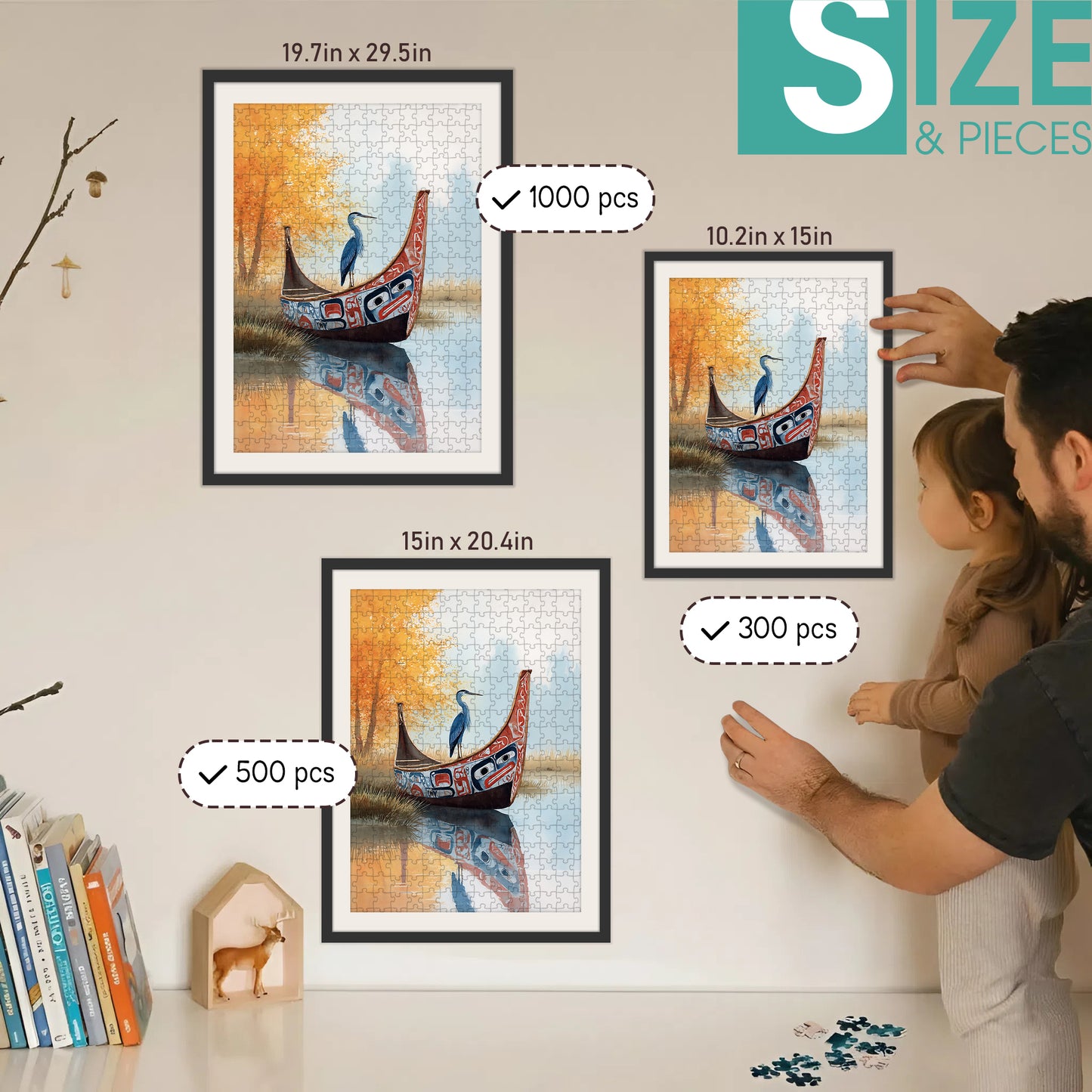 The Blue Heron & Autumn – Wooden Jigsaw Puzzle (300 / 500 / 1000 Pieces)