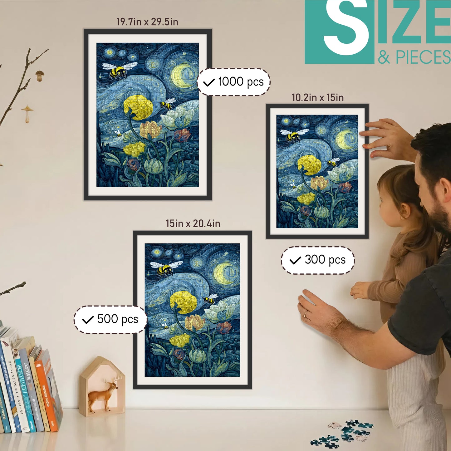 Bee - The Little Workers of the Golden Field – Wooden Jigsaw Puzzle (300 / 500 / 1000 Pieces)