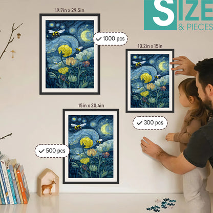 Bee - The Little Workers of the Golden Field – Wooden Jigsaw Puzzle (300 / 500 / 1000 Pieces)