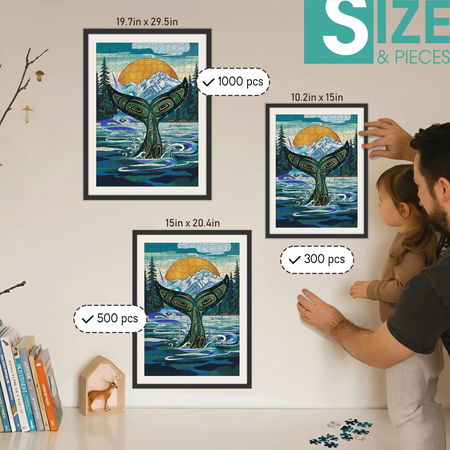 The Whale Who Carried the Mountains – Variant Acrylic/ Wooden Jigsaw Puzzle (300 / 500 / 1000 Pieces)