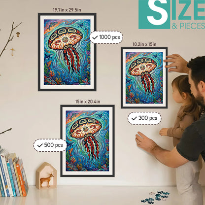 Jellyfish - The Drifting – Wooden Jigsaw Puzzle (300 / 500 / 1000 Pieces)