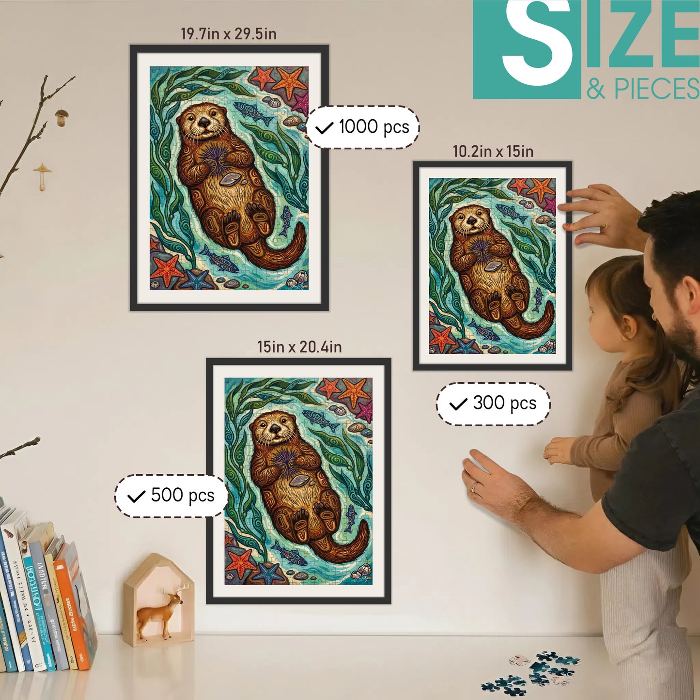The Otter and the Urchin – Wooden Jigsaw Puzzle (300 / 500 / 1000 Pieces)