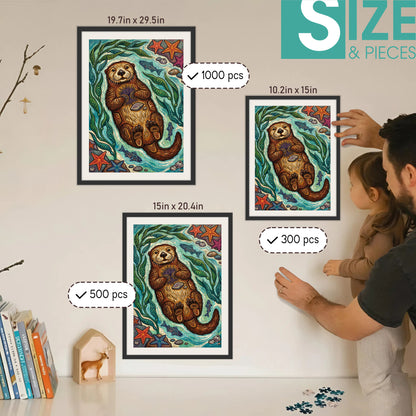 The Otter and the Urchin – Wooden Jigsaw Puzzle (300 / 500 / 1000 Pieces)