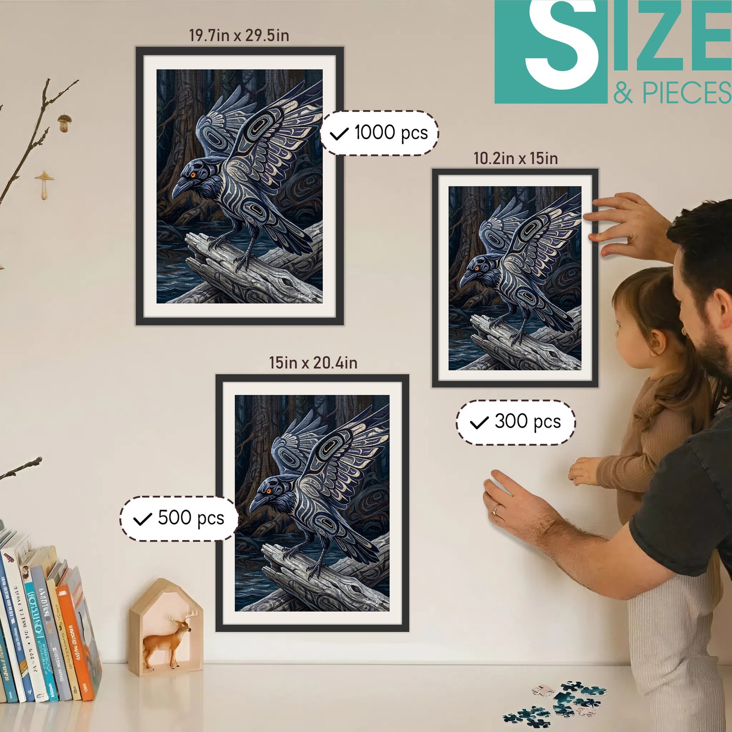 Raven - Shadow Messenger – Wooden Jigsaw Puzzle (300 / 500 / 1000 Pieces)