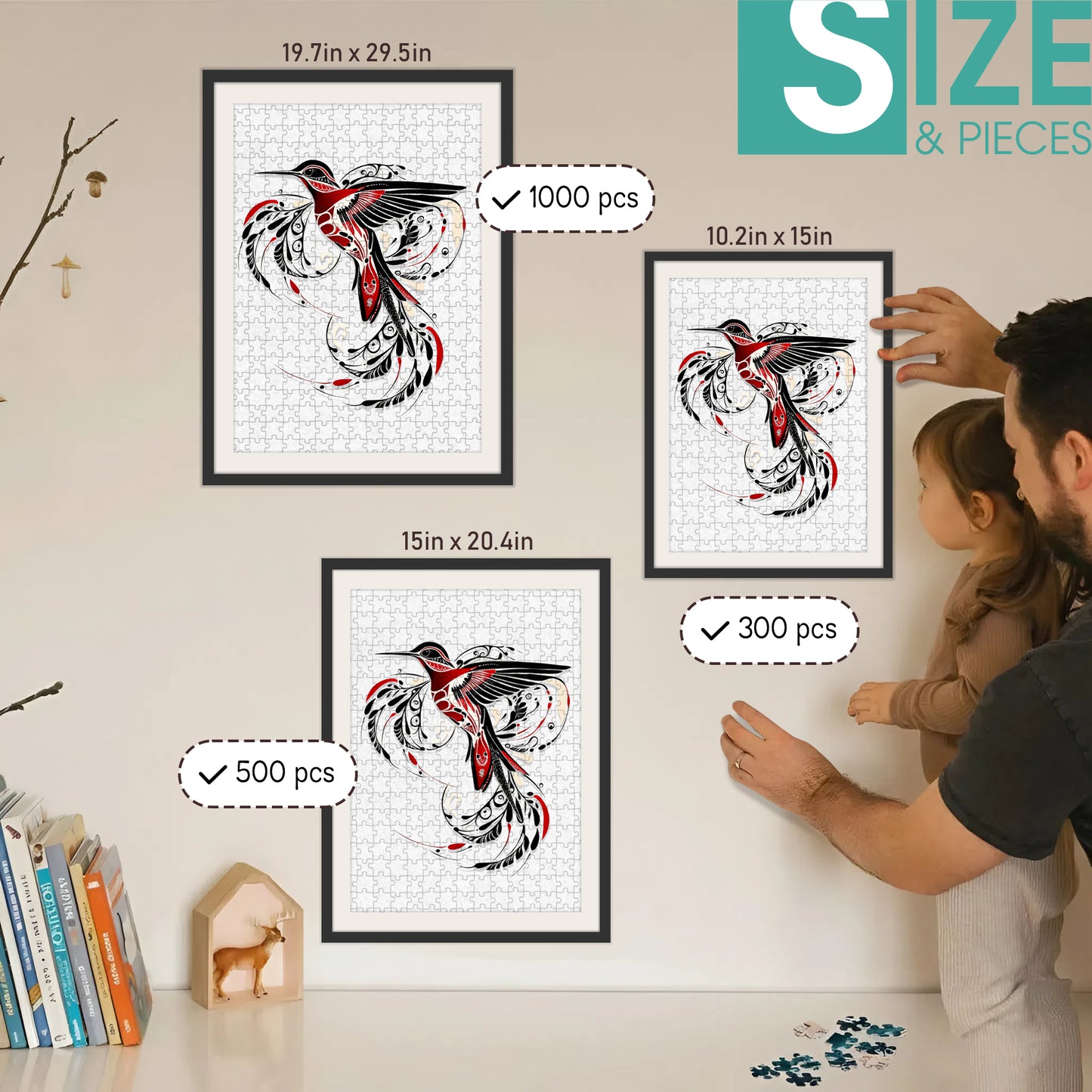 Hummingbird - Wooden Jigsaw Puzzle (300 / 500 / 1000 Pieces)